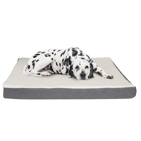Pet Adobe Pet Adobe Memory Orthopedic Foam Dog Bed- Sherpa Top and Removable Cover- 44.5x35x4.75, Gray 229022SBE - main